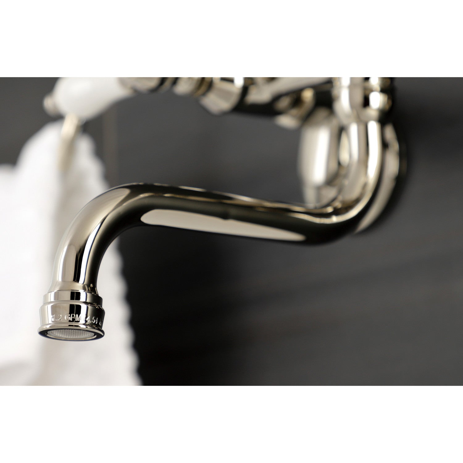 Kingston Heirloom KS516PN - Kingston Double-Handle 2-Hole Wall Mount Bathroom Faucet, Polished Nickel — thumbnail 3